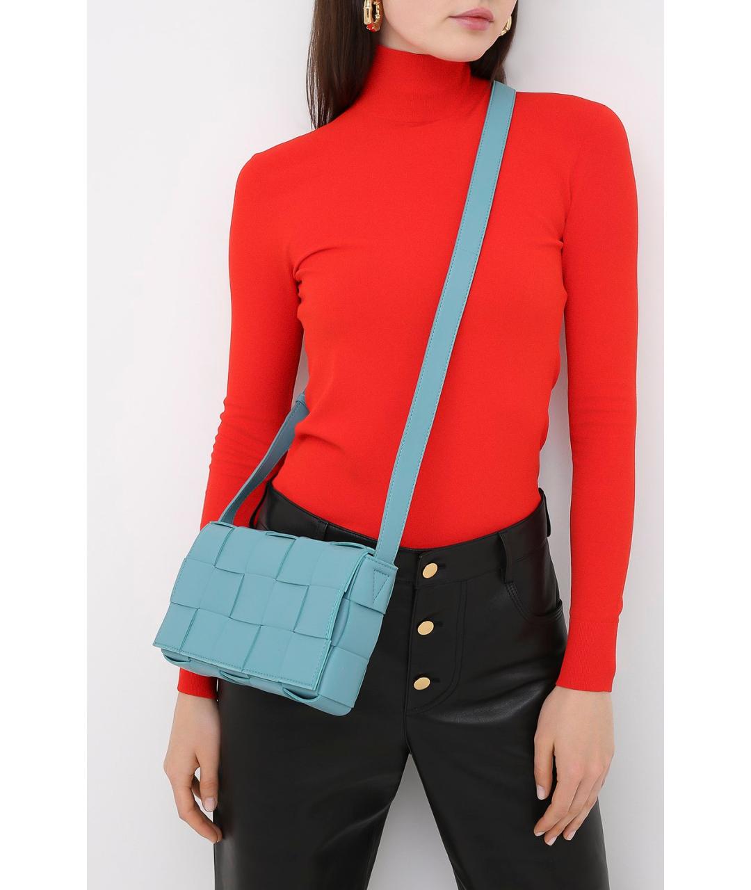 BOTTEGA VENETA Голубая кожаная сумка через плечо, фото 7