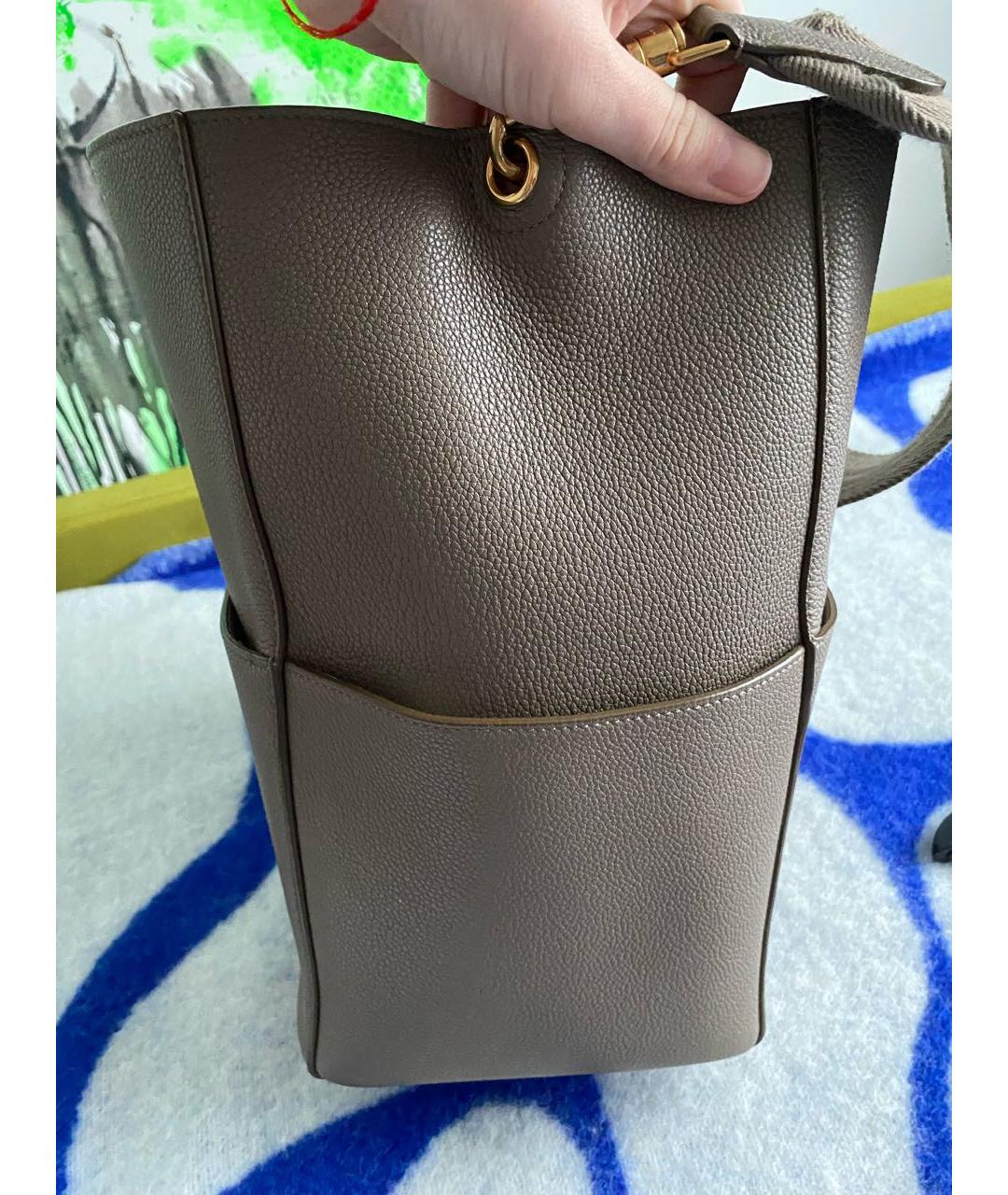 CELINE Серая кожаная сумка тоут, фото 2