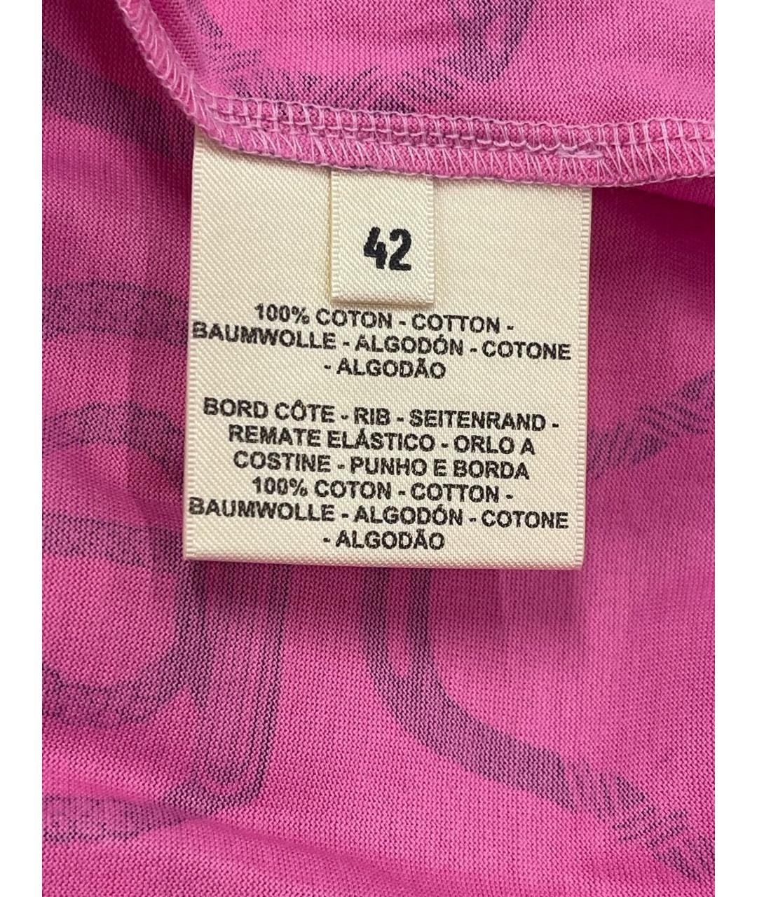 HERMES Розовая хлопковая футболка, фото 4