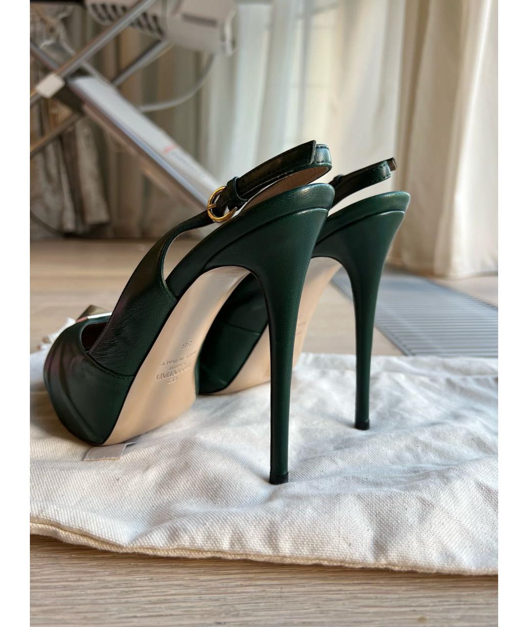 VALENTINO Зеленые кожаные босоножки, фото 4