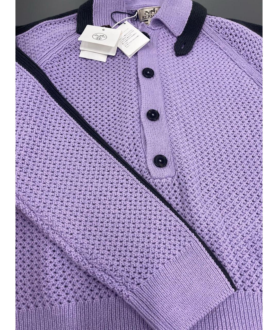 HERMES Фиолетовый хлопковый джемпер / свитер, фото 7