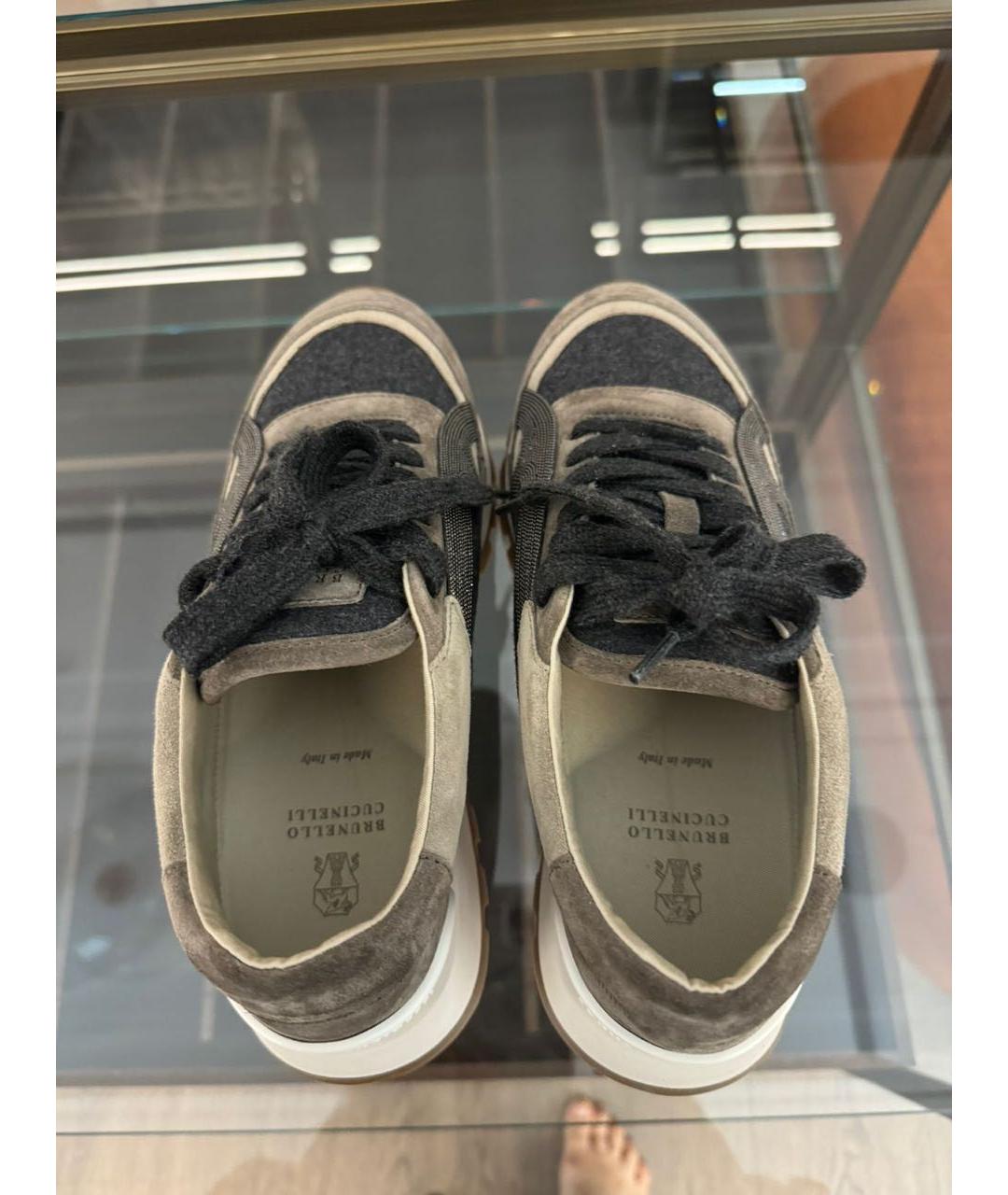 BRUNELLO CUCINELLI Антрацитовые замшевые кроссовки, фото 3