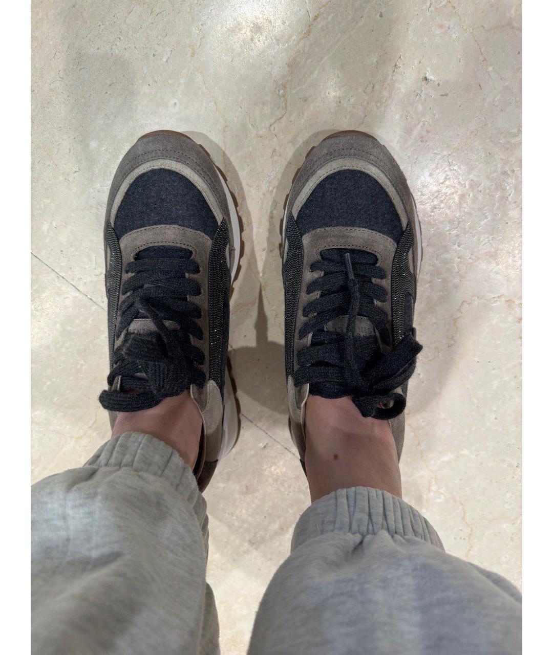 BRUNELLO CUCINELLI Антрацитовые замшевые кроссовки, фото 6