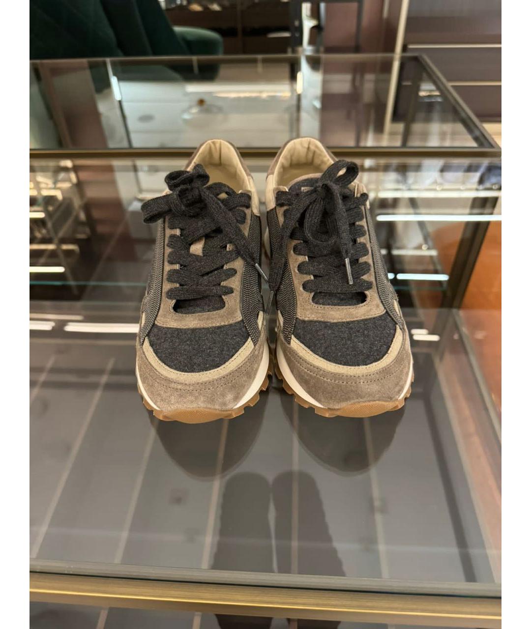 BRUNELLO CUCINELLI Антрацитовые замшевые кроссовки, фото 2