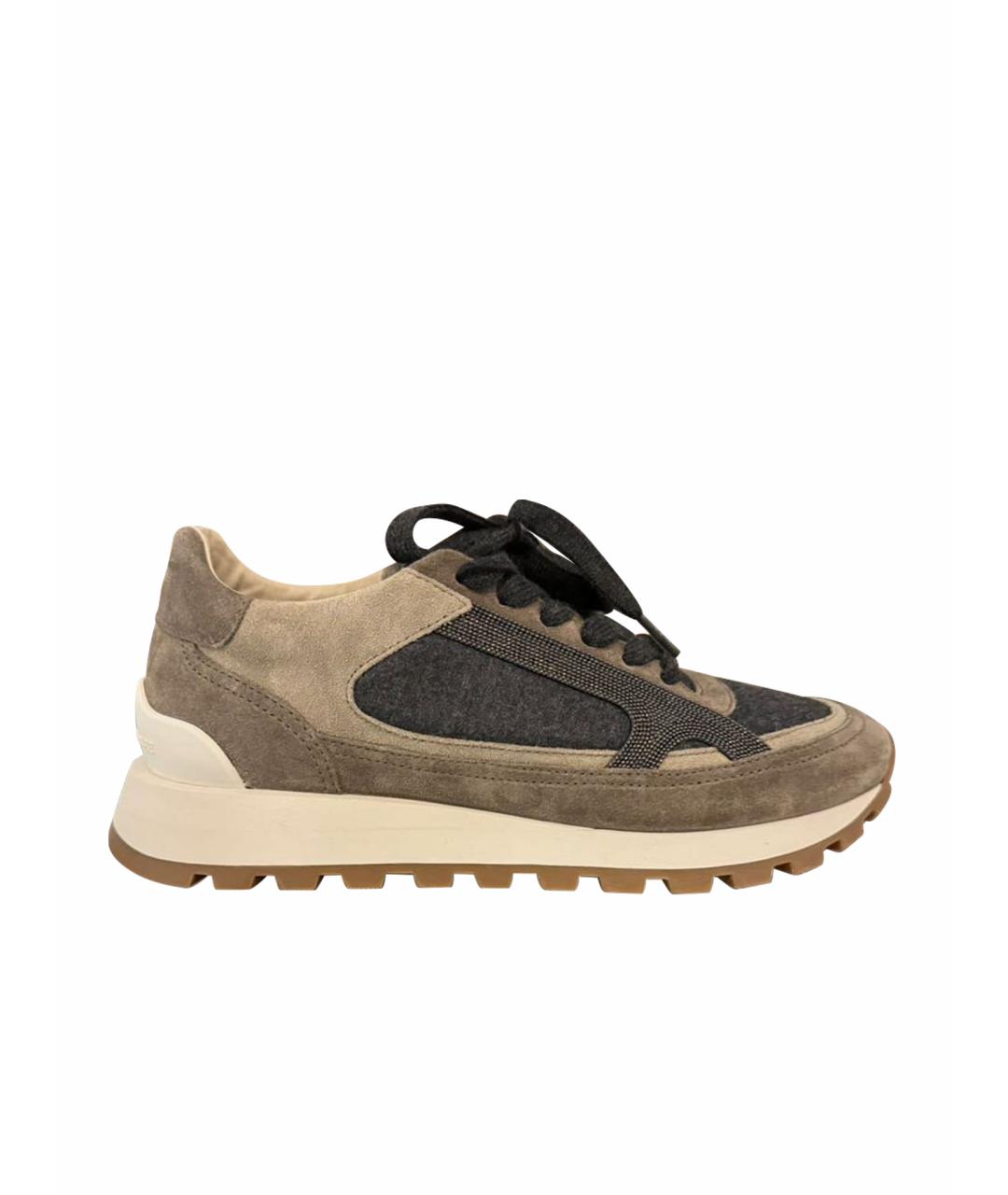 BRUNELLO CUCINELLI Антрацитовые замшевые кроссовки, фото 1