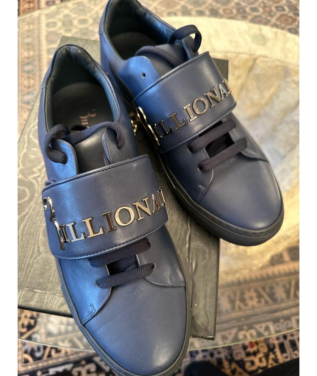 BILLIONAIRE Темно-синие кожаные высокие кроссовки / кеды, фото 2