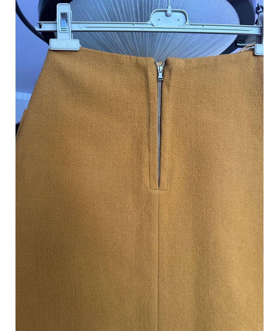 CARVEN Горчичная хлопковая юбка мини, фото 5