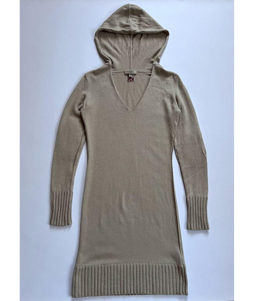 BURBERRY Бежевое шелковое платье, фото 6