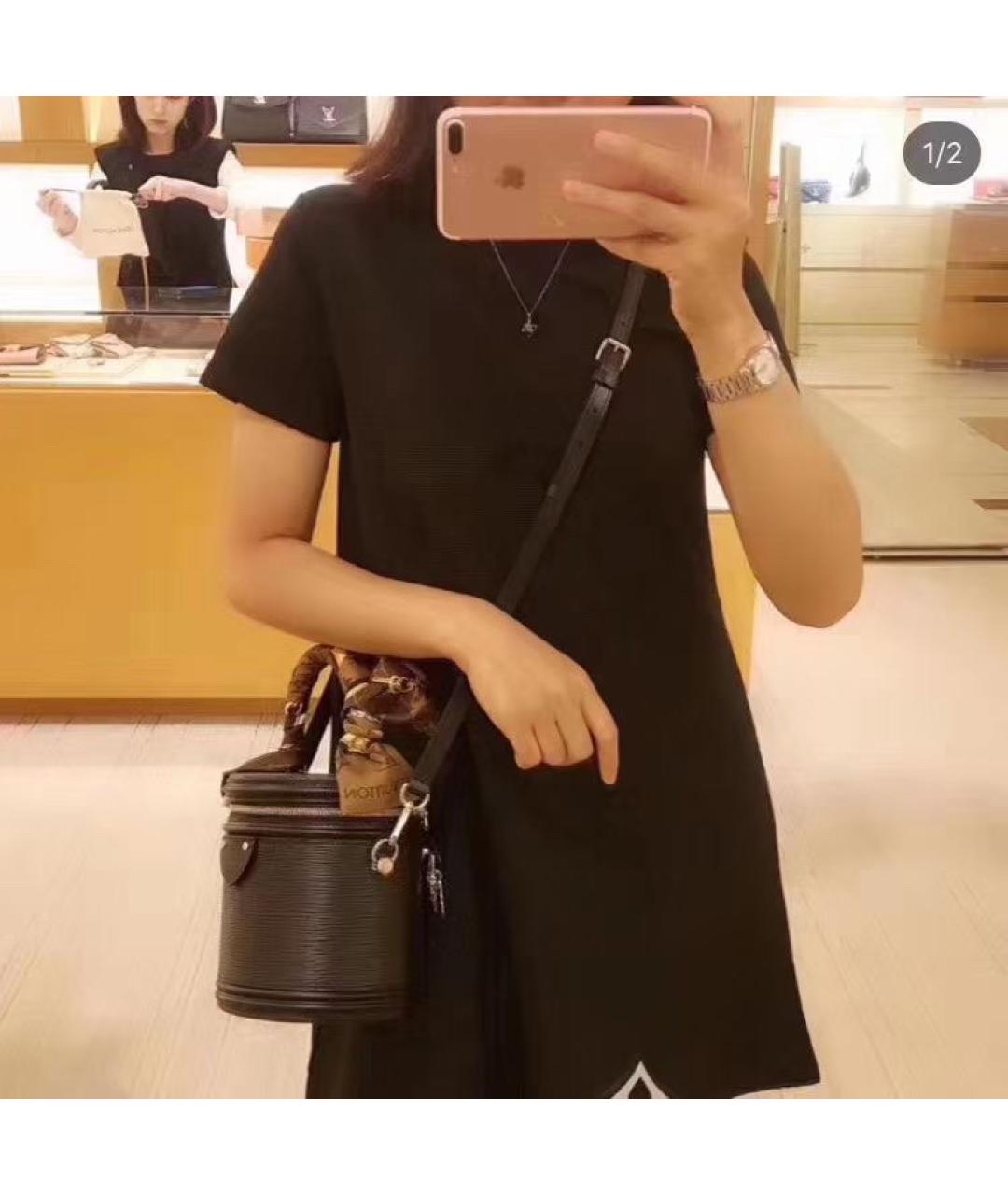 LOUIS VUITTON Черная кожаная сумка через плечо, фото 7