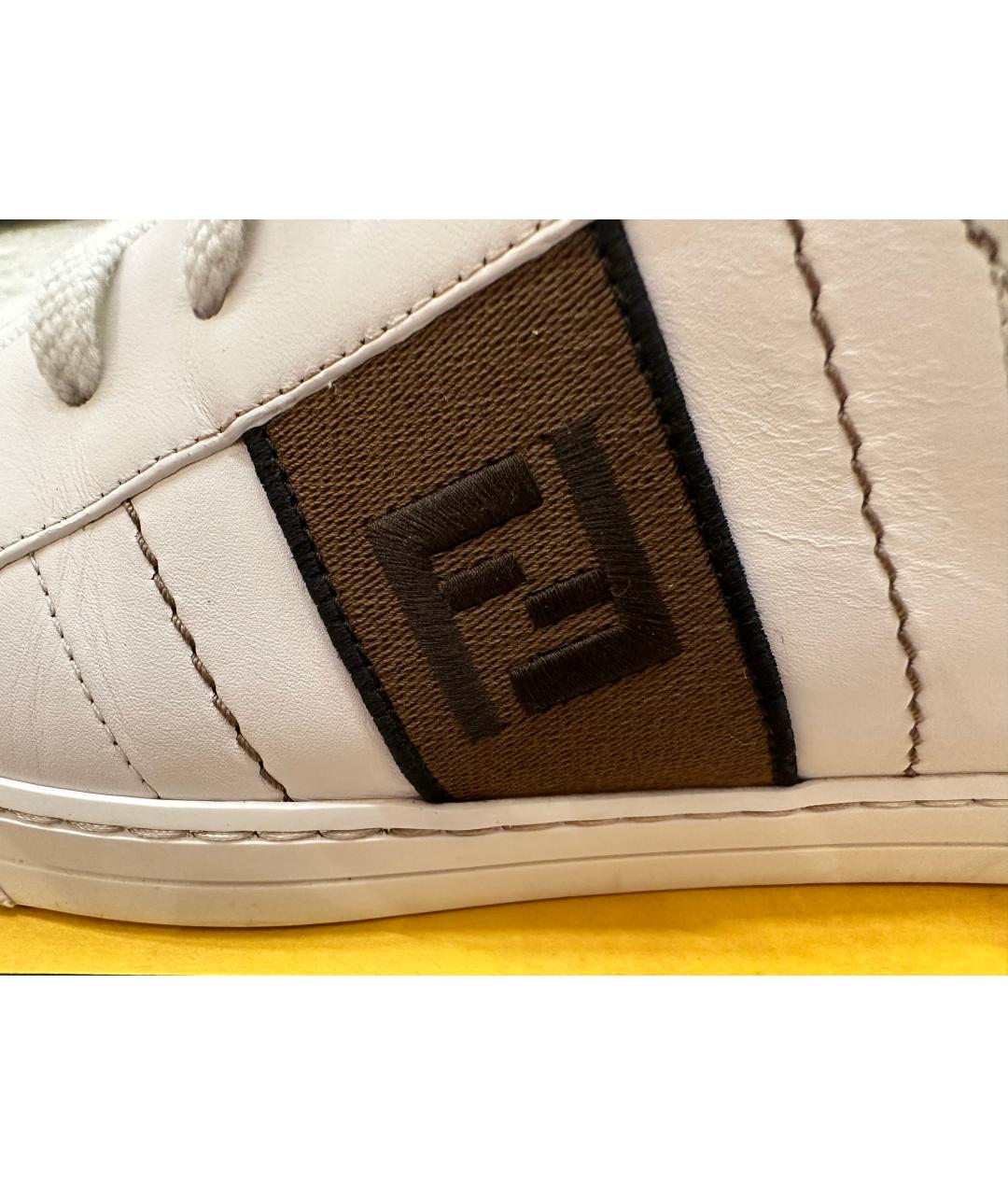 FENDI Белые кожаные низкие кроссовки / кеды, фото 7