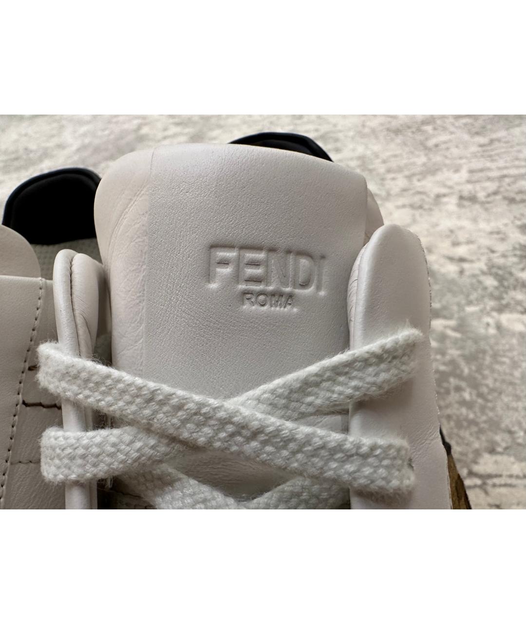 FENDI Белые кожаные низкие кроссовки / кеды, фото 8