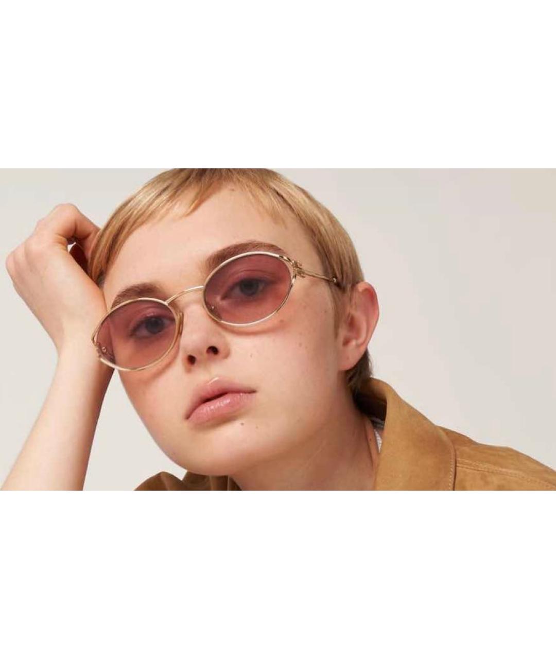MIU MIU Розовые металлические солнцезащитные очки, фото 4