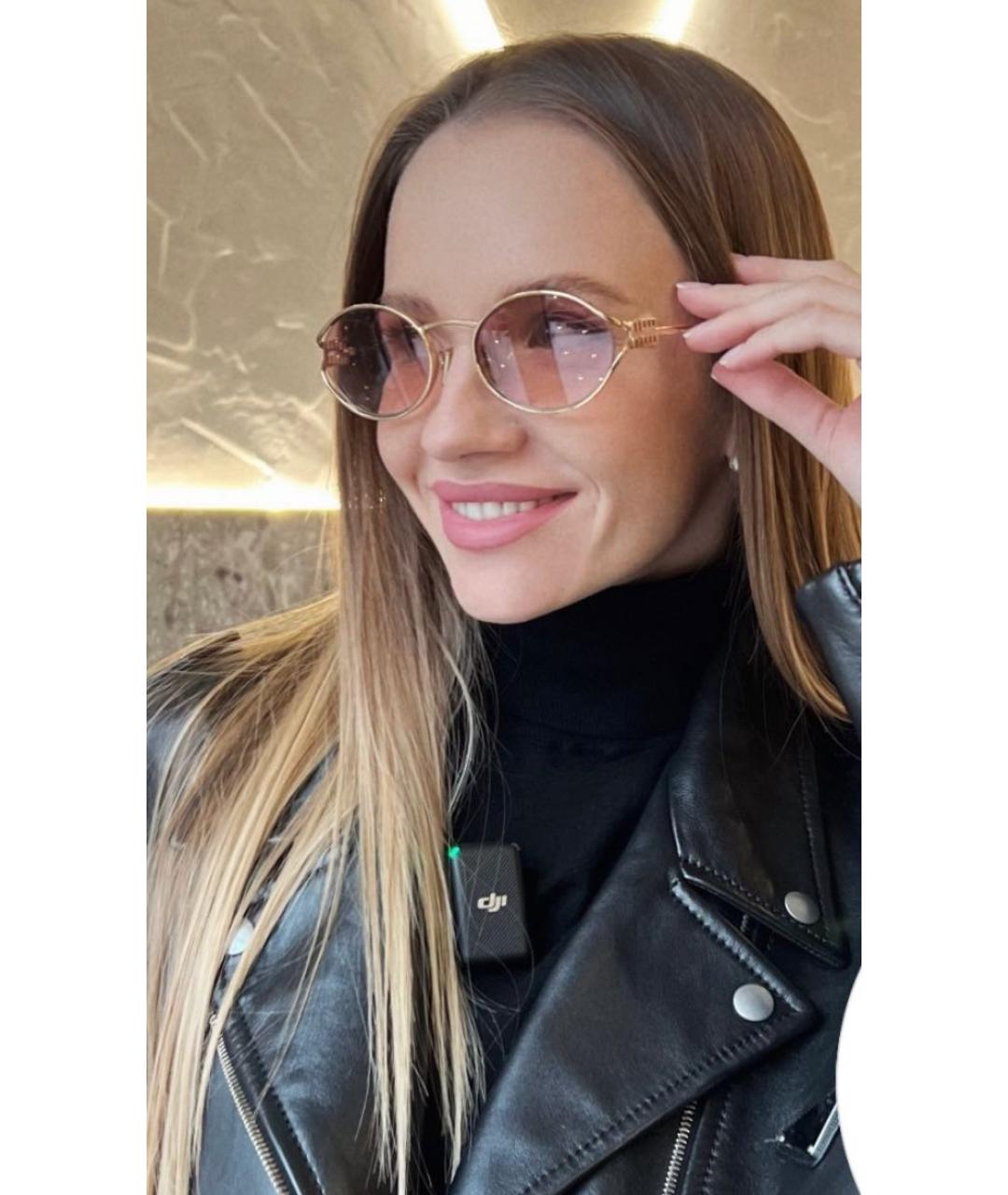 MIU MIU Розовые металлические солнцезащитные очки, фото 2