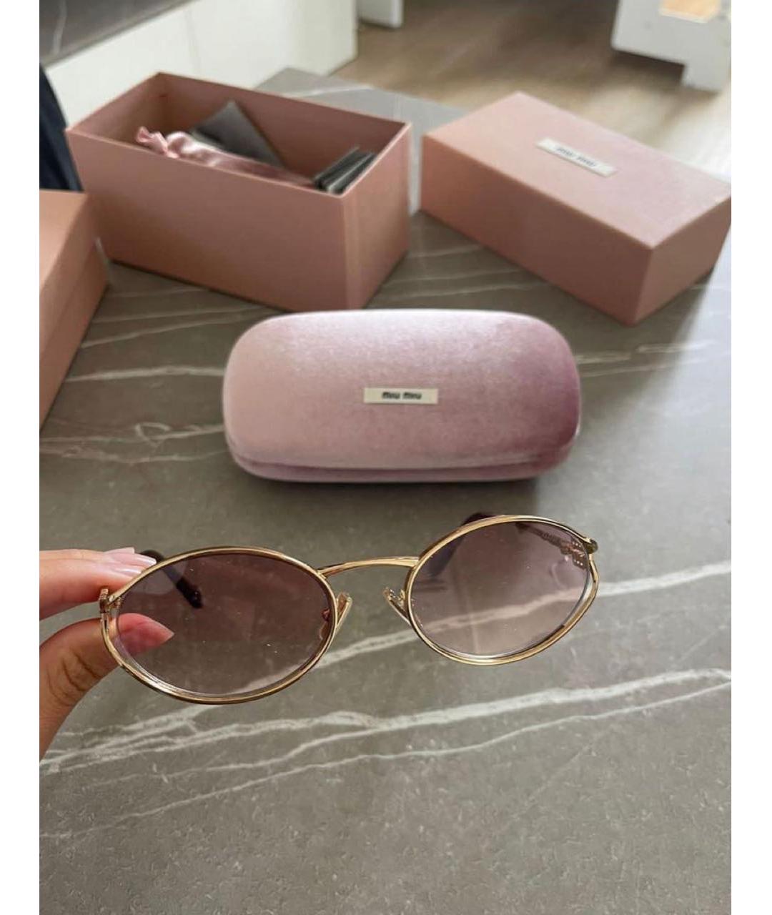 MIU MIU Розовые металлические солнцезащитные очки, фото 5