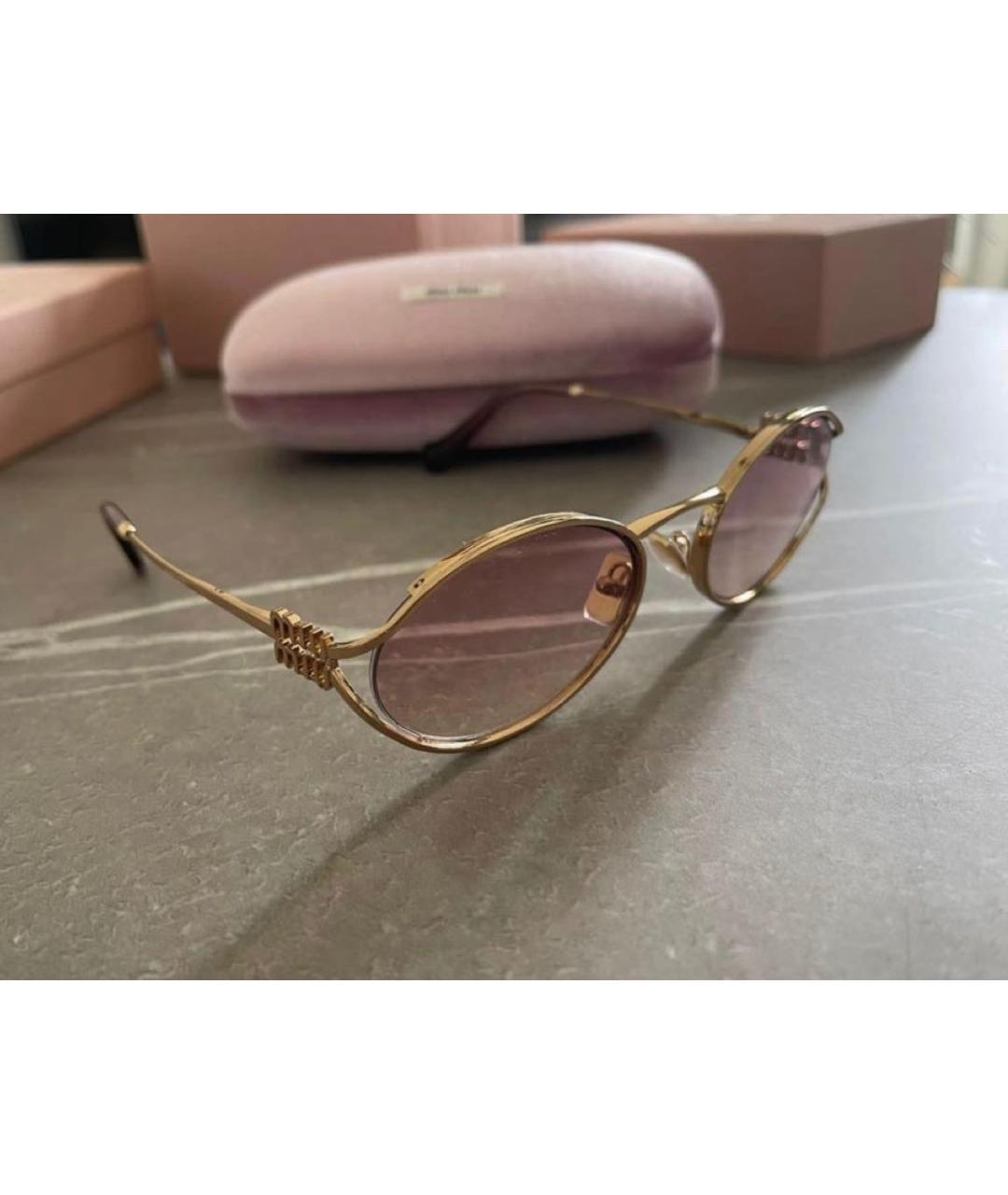 MIU MIU Розовые металлические солнцезащитные очки, фото 3