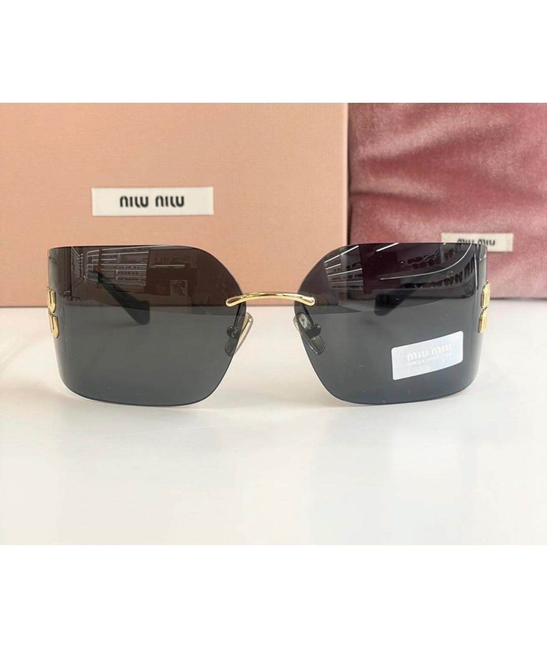 MIU MIU Черные металлические солнцезащитные очки, фото 9