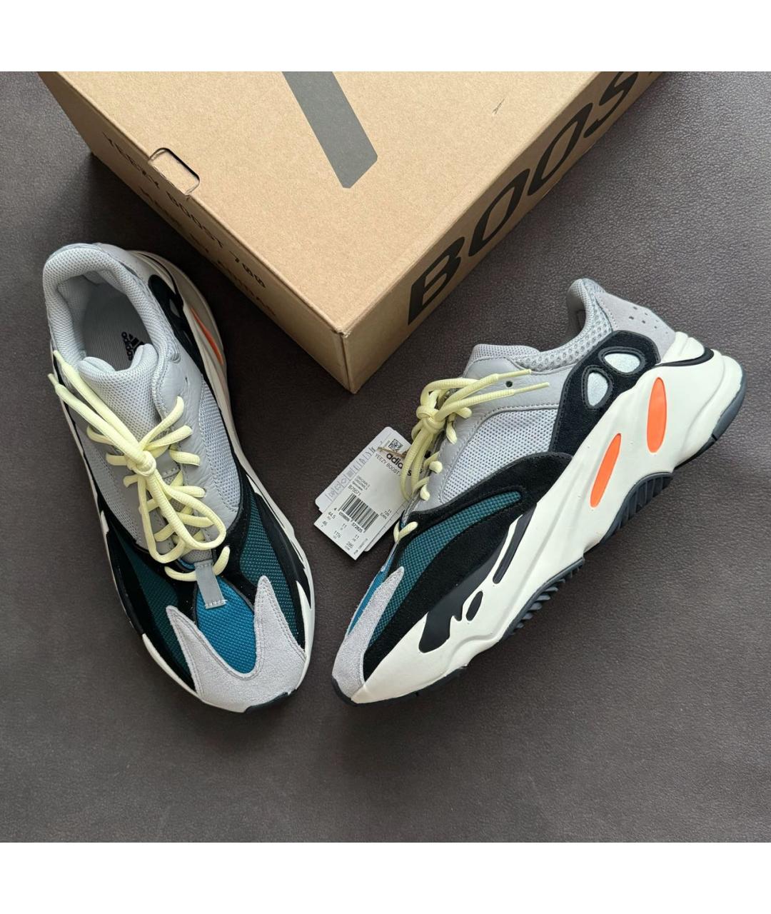 ADIDAS YEEZY Серые кожаные низкие кроссовки / кеды, фото 5