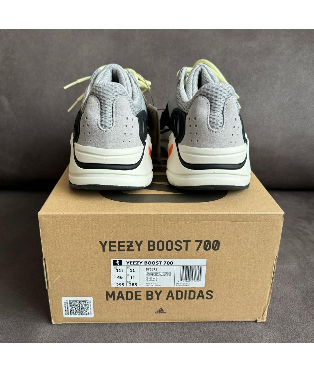 ADIDAS YEEZY Серые кожаные низкие кроссовки / кеды, фото 3