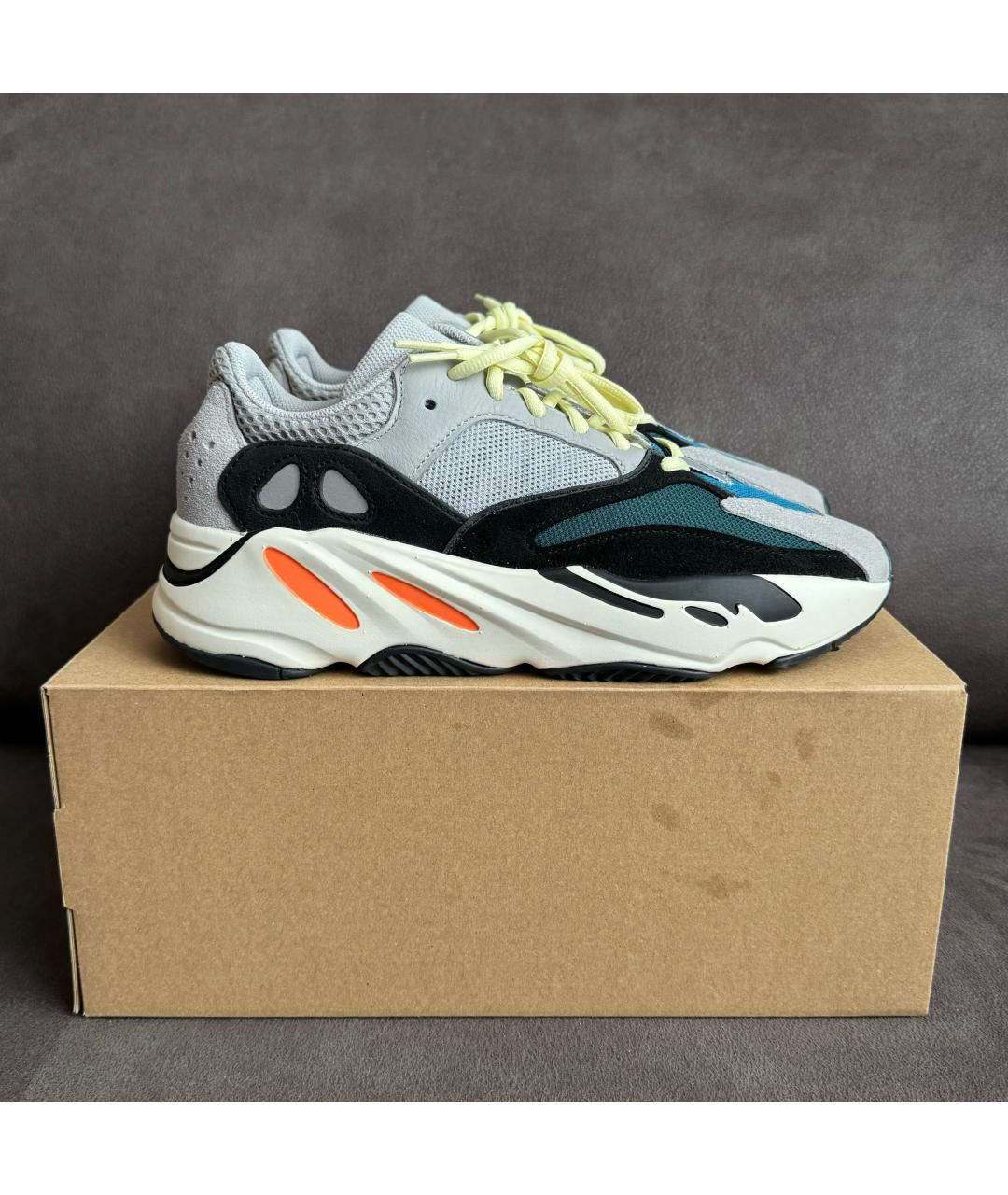 ADIDAS YEEZY Серые кожаные низкие кроссовки / кеды, фото 4