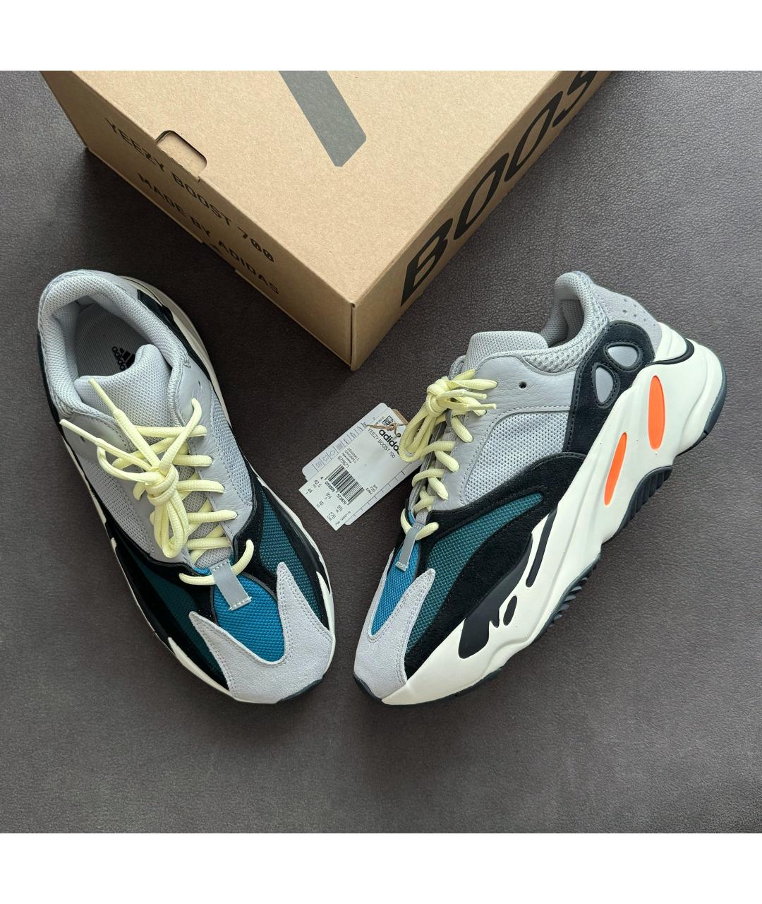 ADIDAS YEEZY Серые кожаные низкие кроссовки / кеды, фото 5