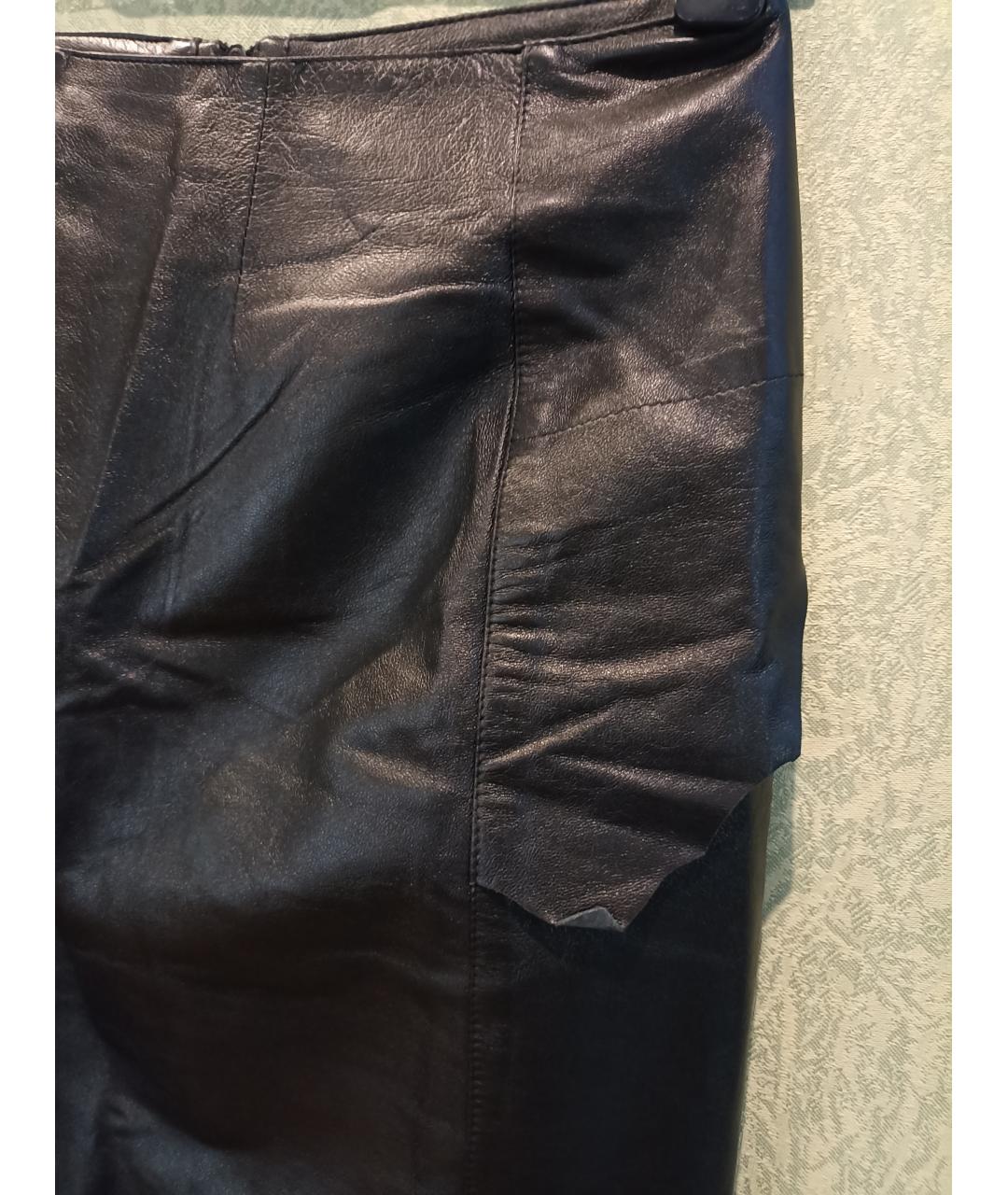 BRASCHI Черная кожаная юбка миди, фото 7