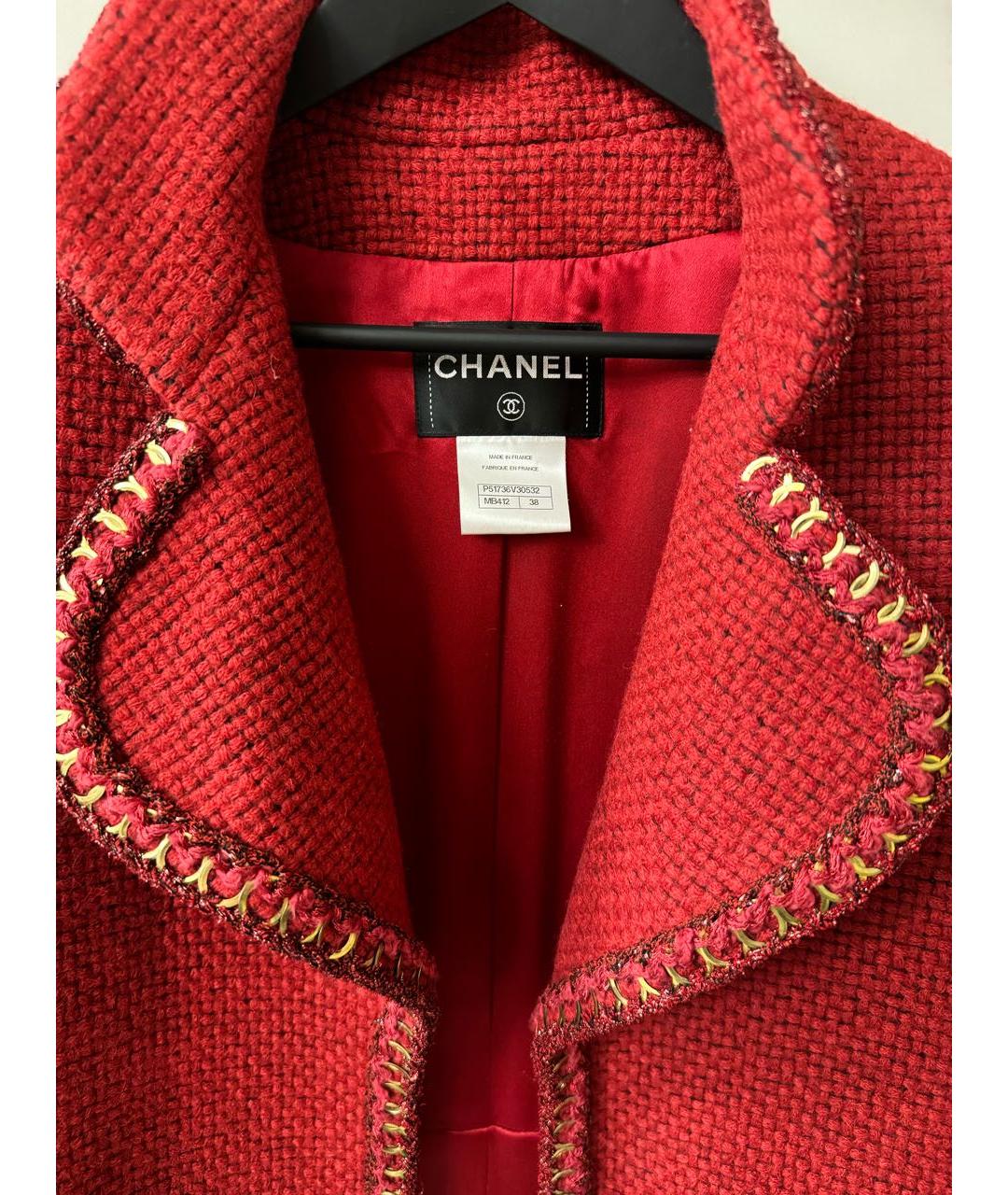 CHANEL PRE-OWNED Красное шерстяное пальто, фото 3
