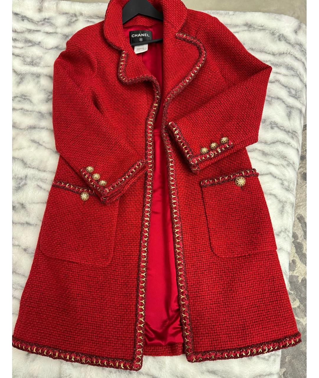 CHANEL PRE-OWNED Красное шерстяное пальто, фото 5