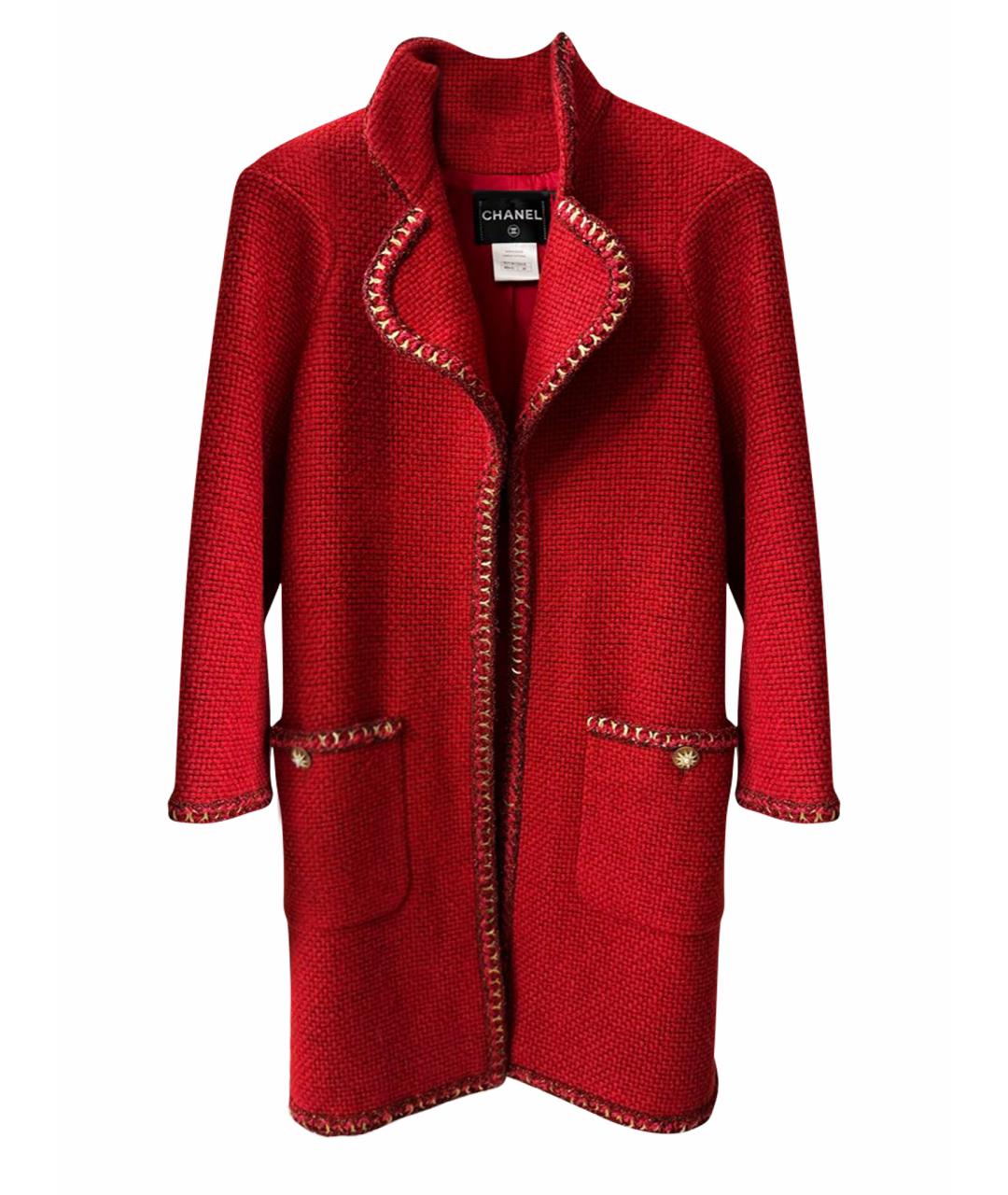 CHANEL PRE-OWNED Красное шерстяное пальто, фото 1