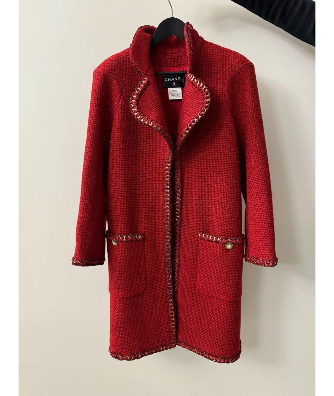 CHANEL PRE-OWNED Красное шерстяное пальто, фото 8