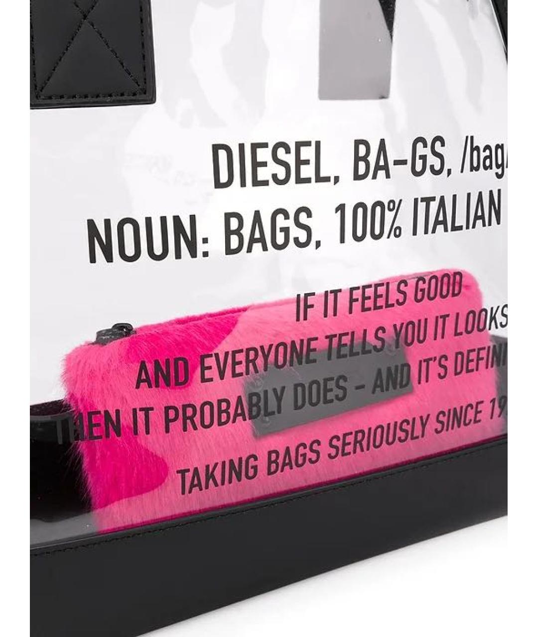 DIESEL Розовая синтетическая сумка тоут, фото 3