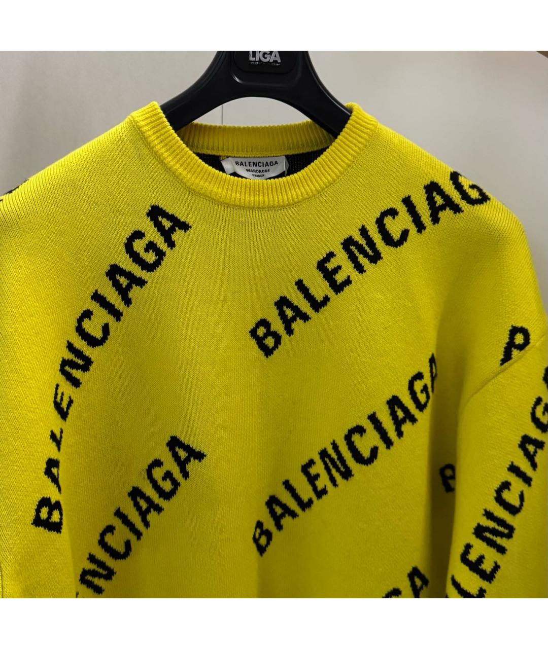 BALENCIAGA Желтый шерстяной джемпер / свитер, фото 6