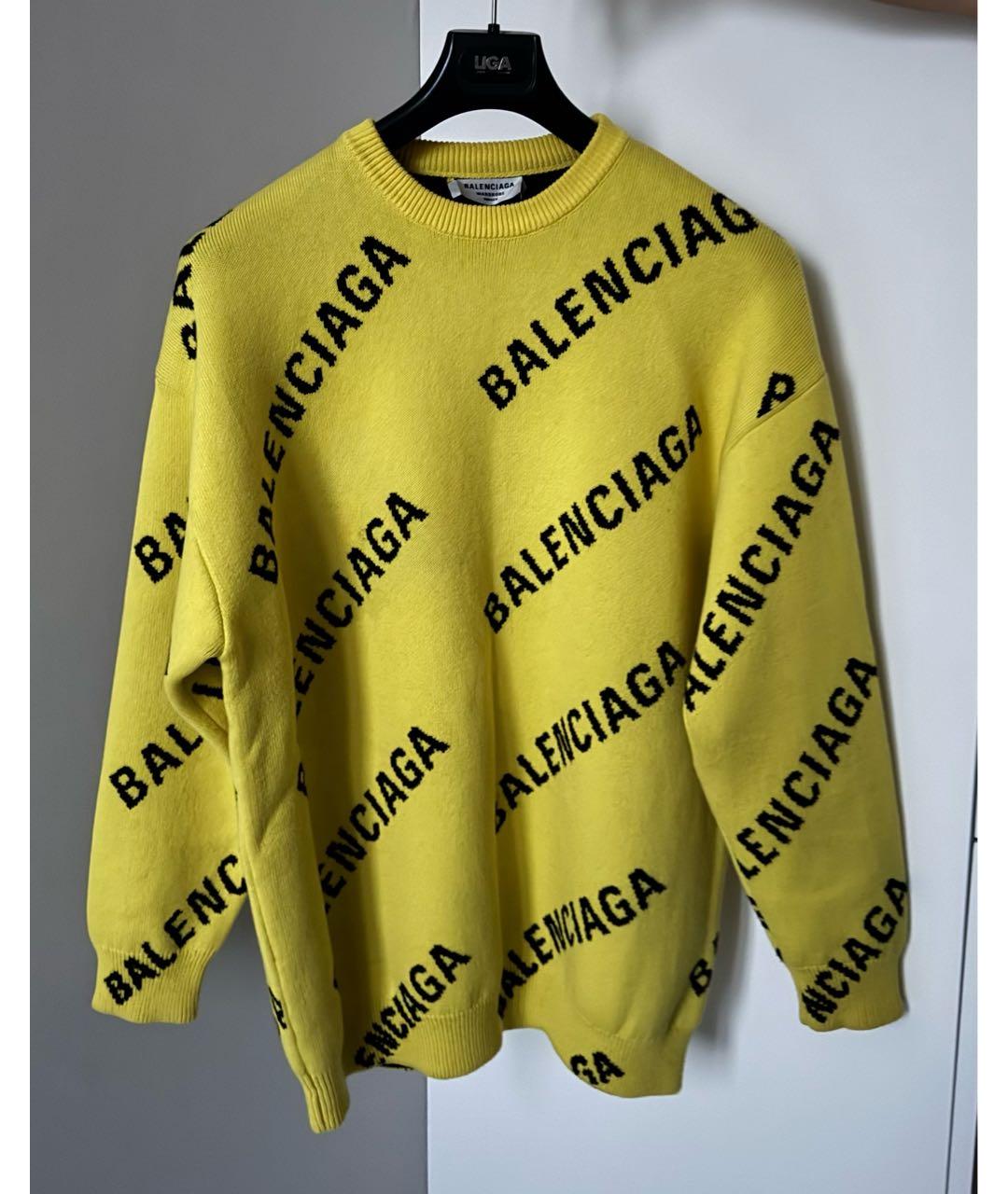 BALENCIAGA Желтый шерстяной джемпер / свитер, фото 2