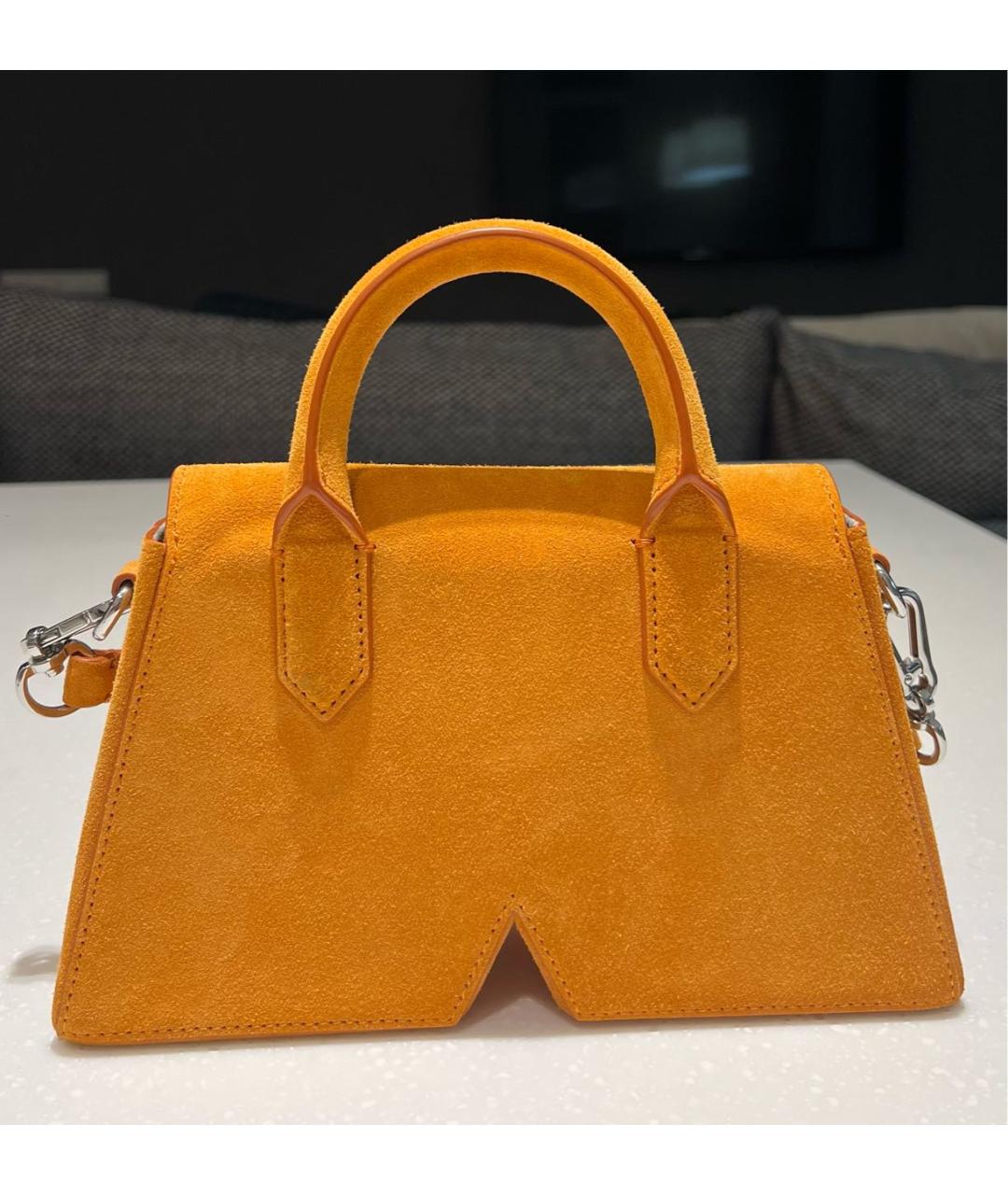 KARL LAGERFELD Оранжевая замшевая сумка с короткими ручками, фото 3