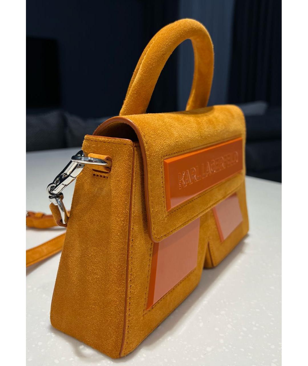 KARL LAGERFELD Оранжевая замшевая сумка с короткими ручками, фото 2