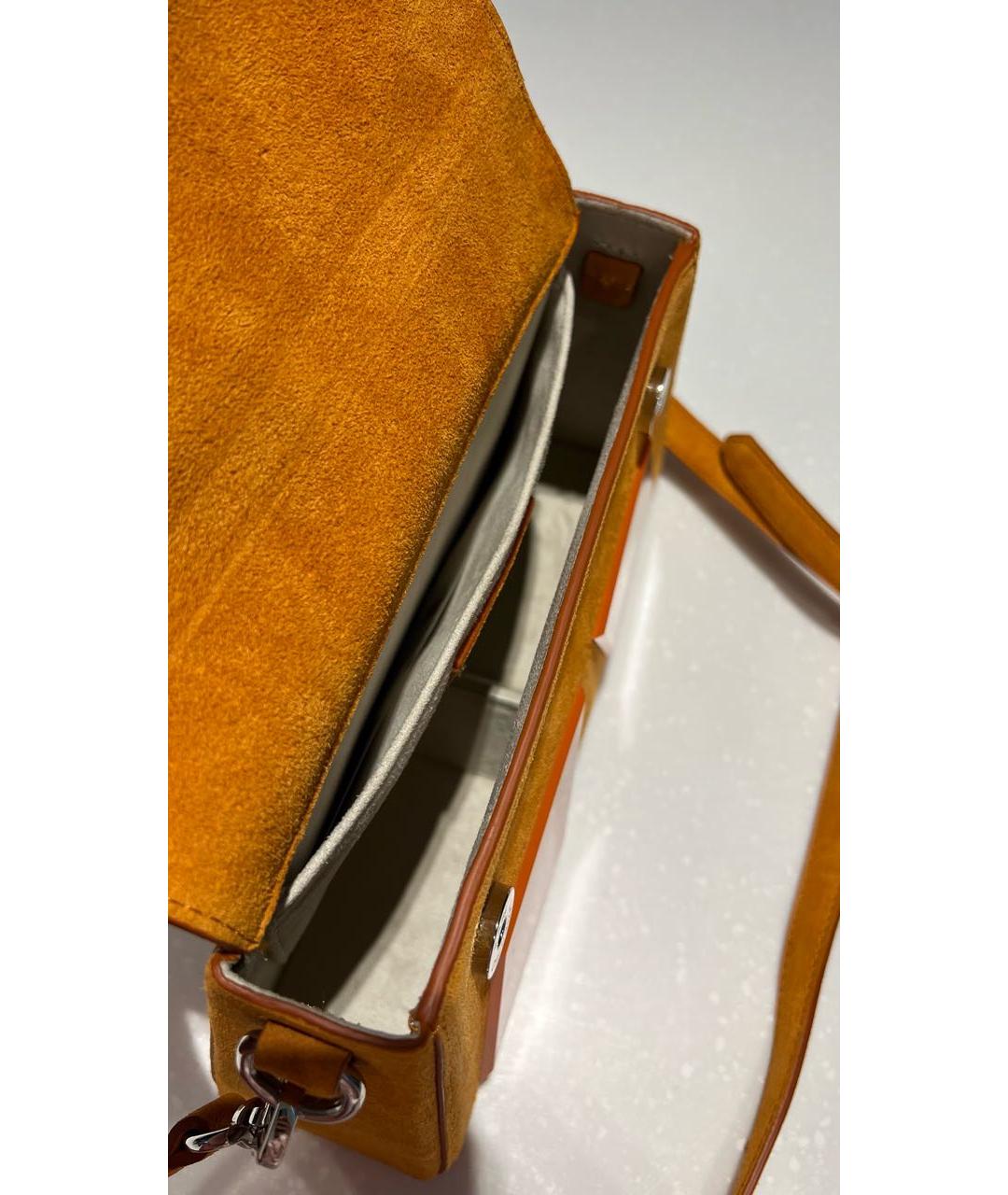 KARL LAGERFELD Оранжевая замшевая сумка с короткими ручками, фото 4