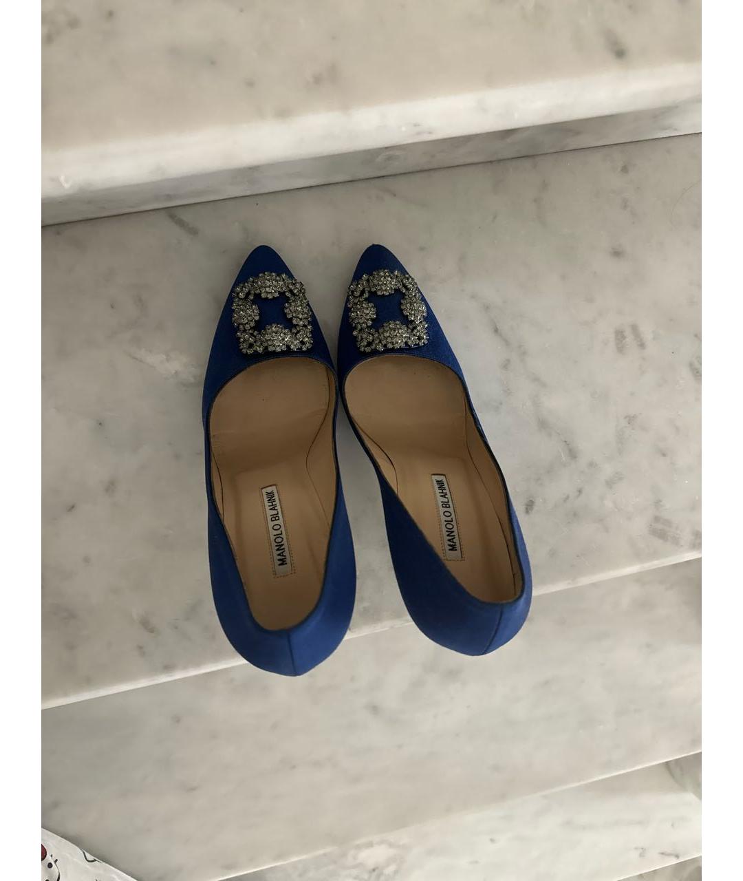 MANOLO BLAHNIK Синие текстильные туфли, фото 4