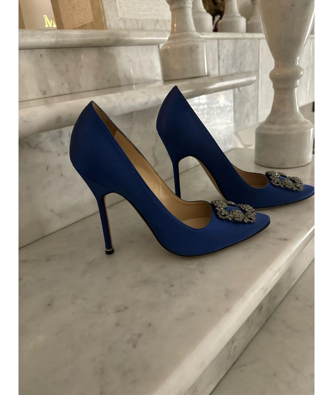 MANOLO BLAHNIK Синие текстильные туфли, фото 6