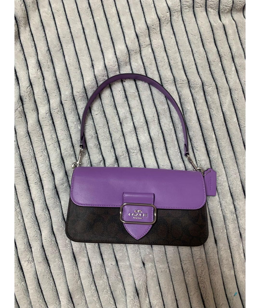 COACH Фиолетовая кожаная сумка через плечо, фото 8