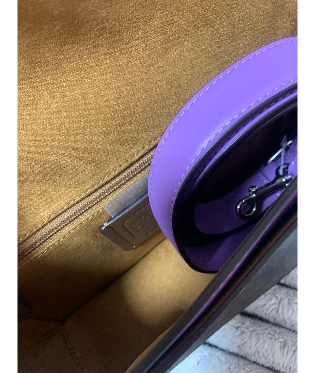 COACH Фиолетовая кожаная сумка через плечо, фото 4
