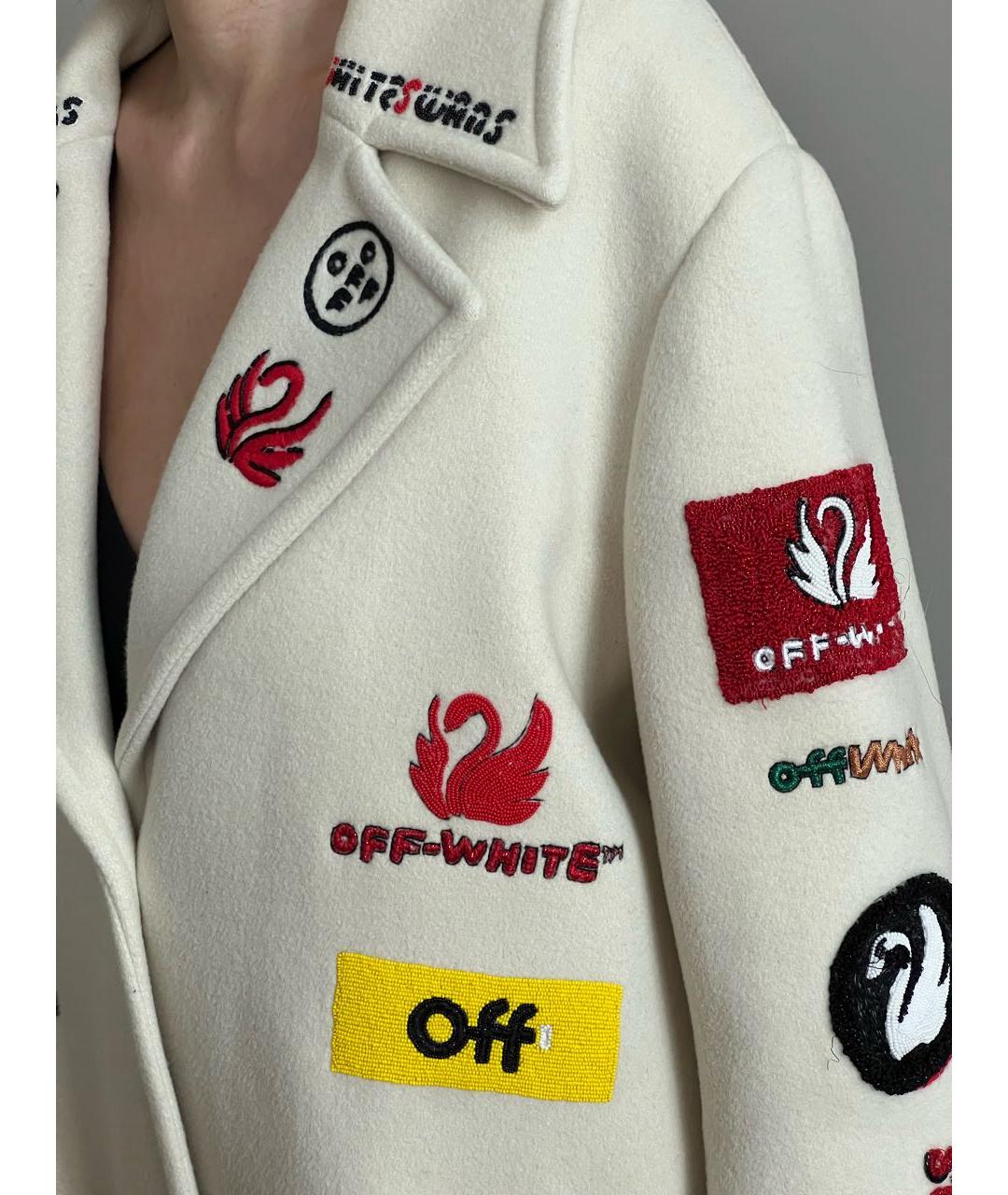 OFF-WHITE Бежевое шерстяное пальто, фото 8
