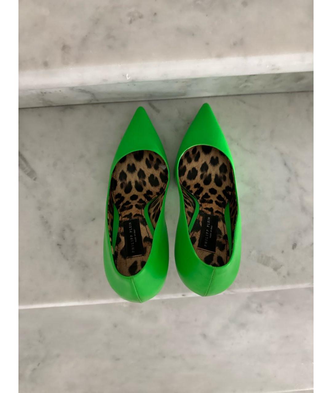 PHILIPP PLEIN Зеленые кожаные туфли, фото 3