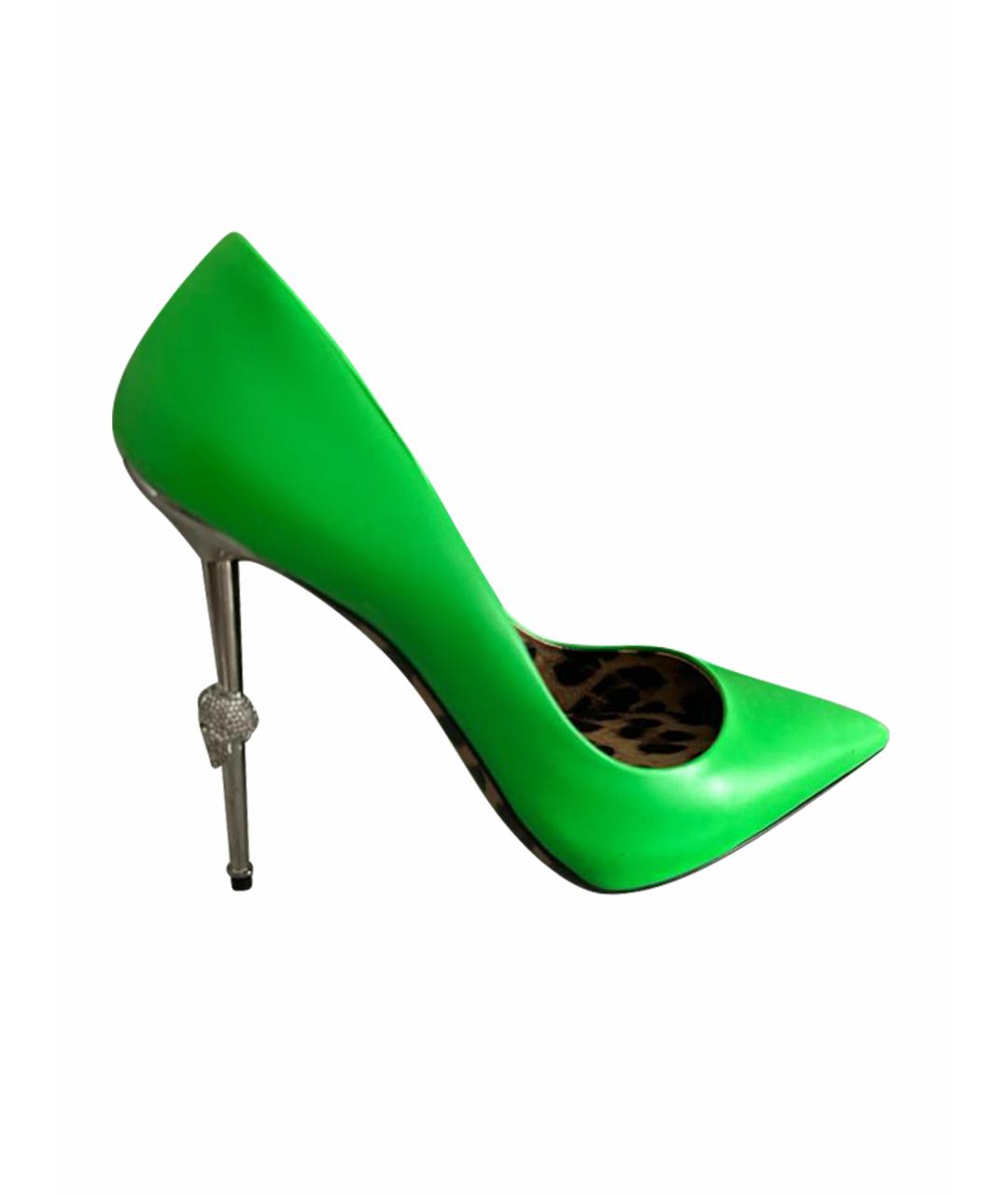 PHILIPP PLEIN Зеленые кожаные туфли, фото 1