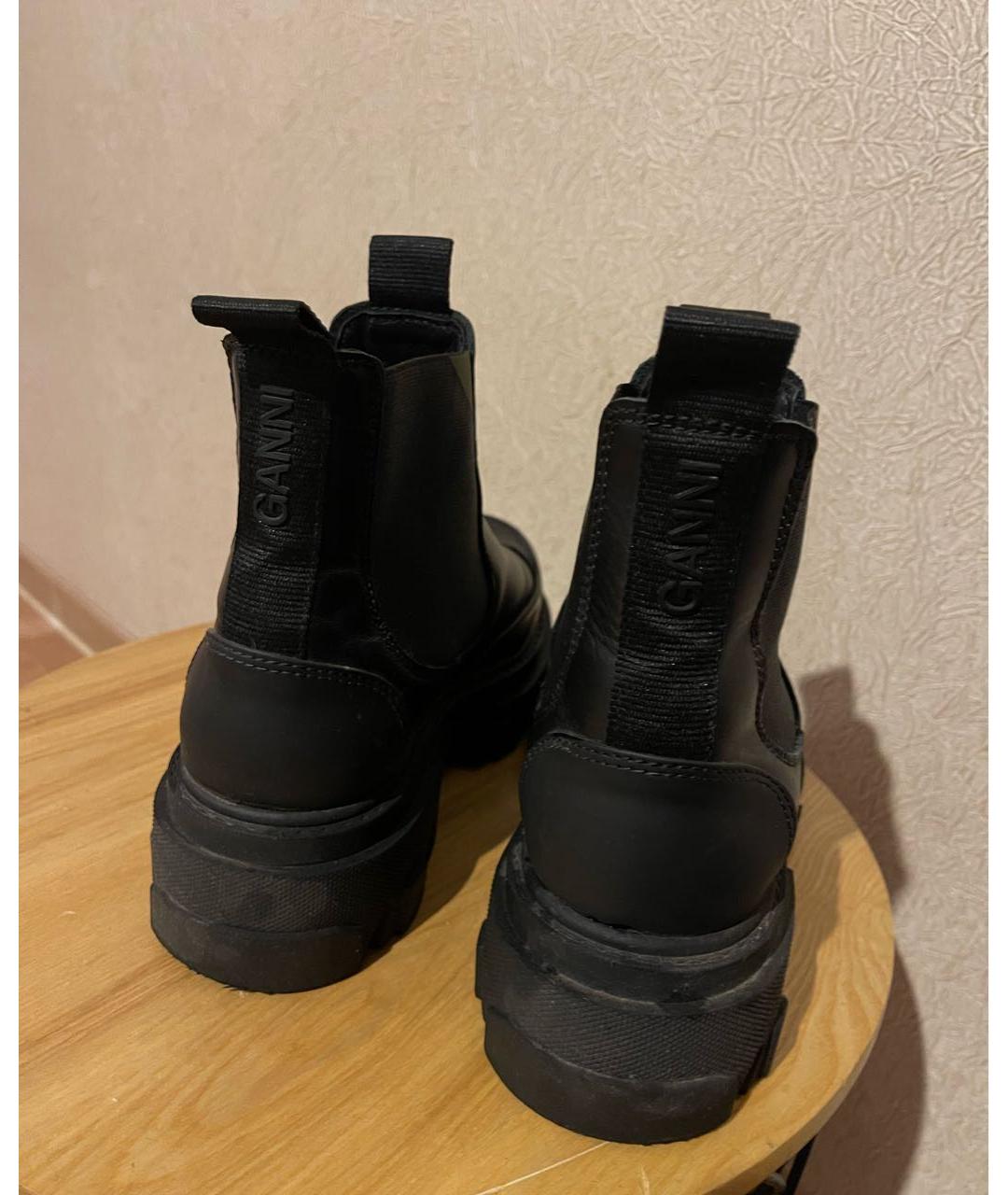 GANNI Черные кожаные ботинки, фото 4