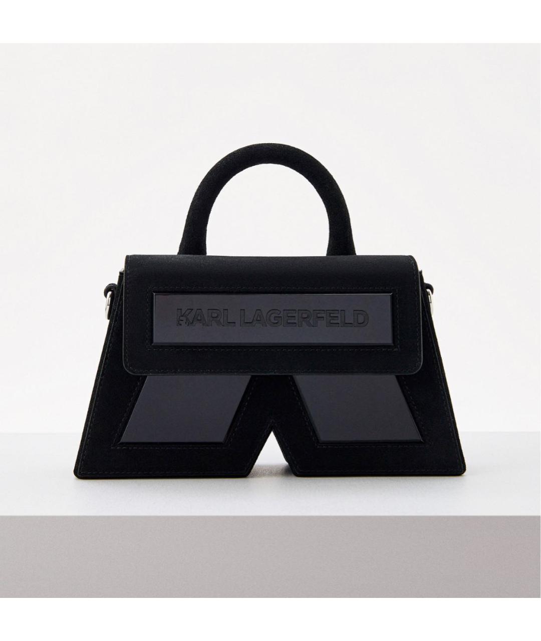 KARL LAGERFELD Черная замшевая сумка с короткими ручками, фото 5