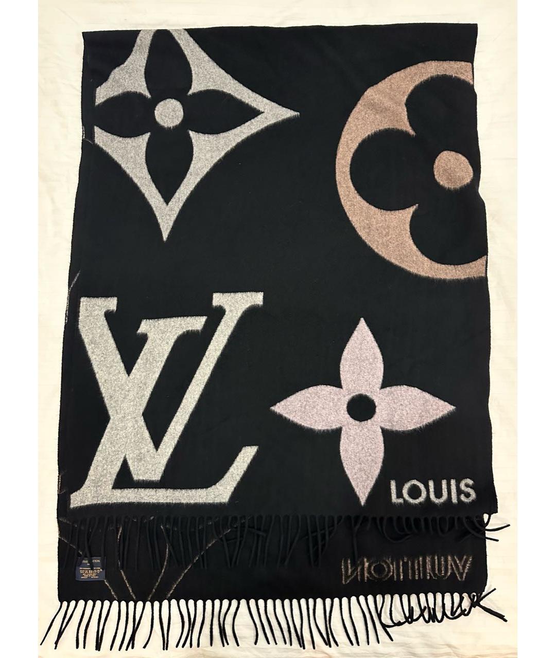 LOUIS VUITTON PRE-OWNED Черный кашемировый шарф, фото 4