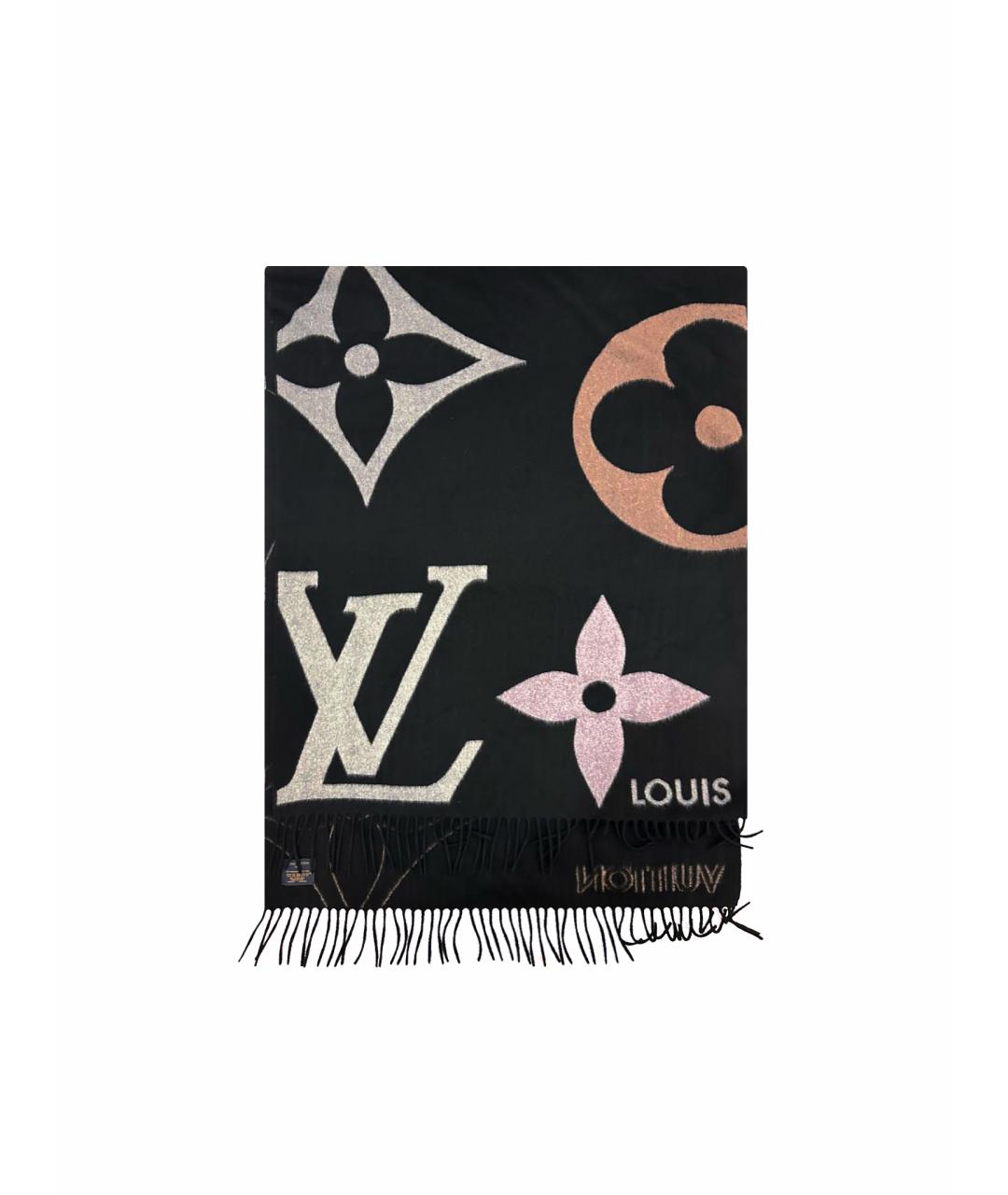 LOUIS VUITTON Черный кашемировый шарф, фото 1