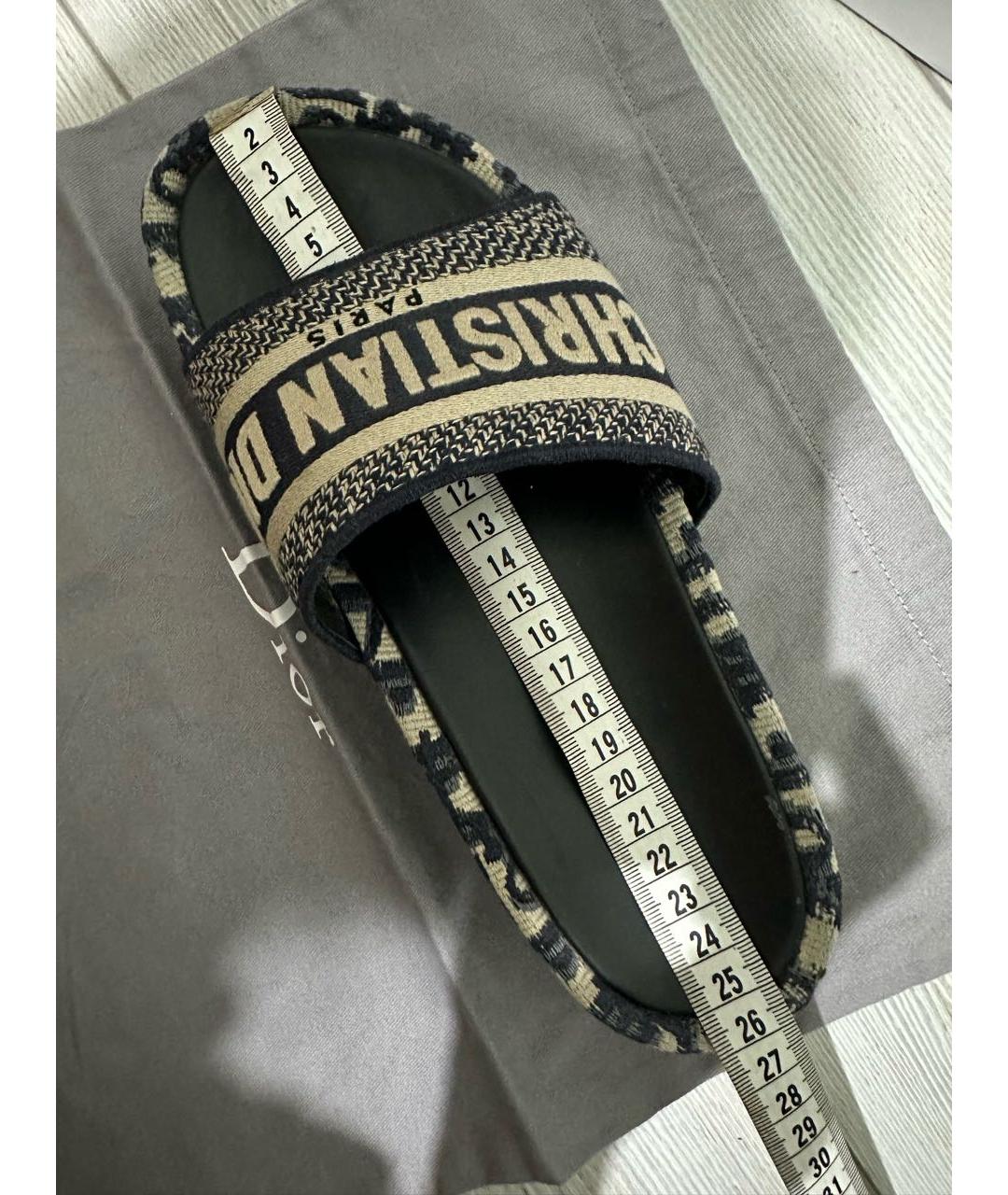 CHRISTIAN DIOR Темно-синие текстильные сабо, фото 6