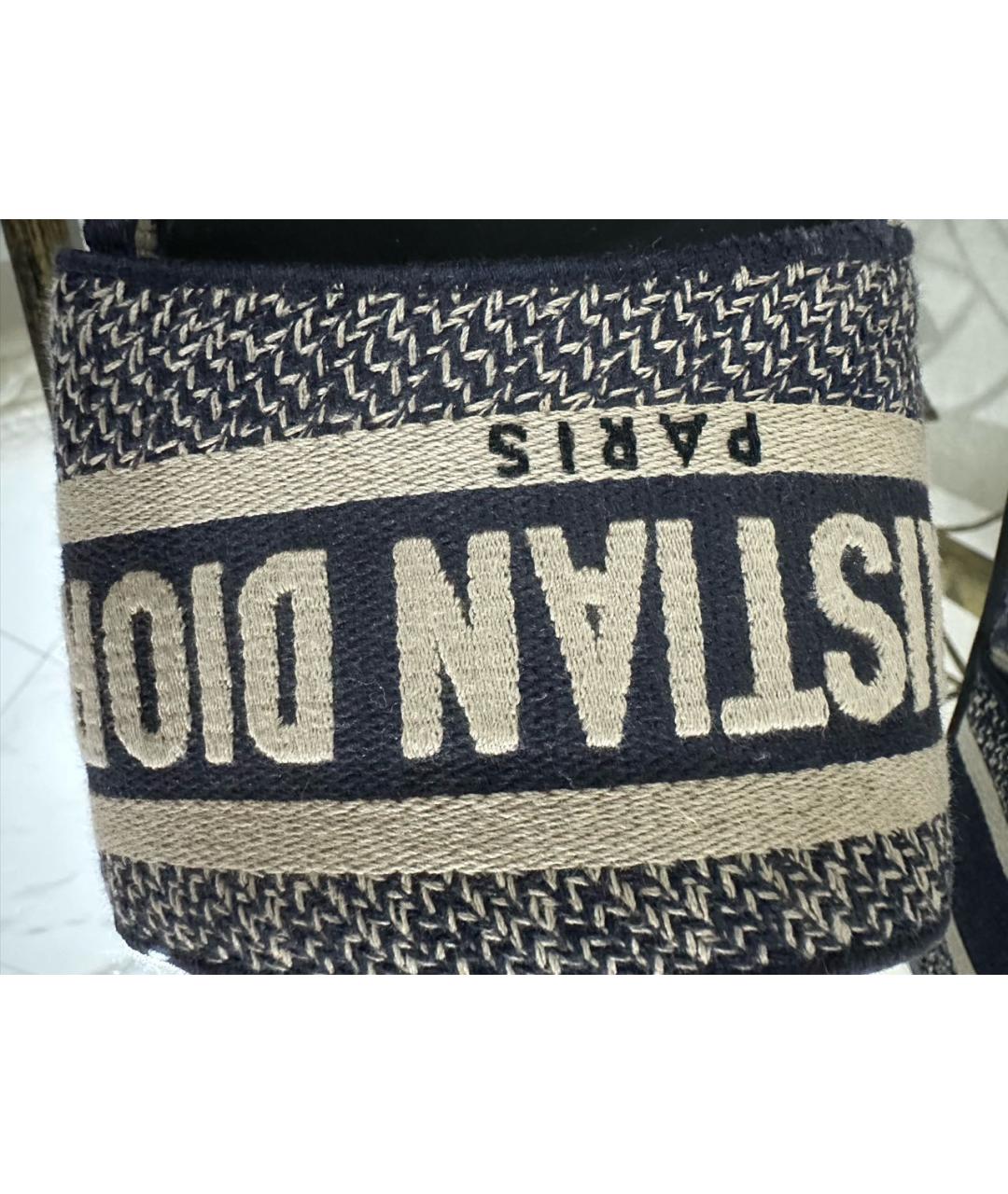 CHRISTIAN DIOR Темно-синие текстильные сабо, фото 5