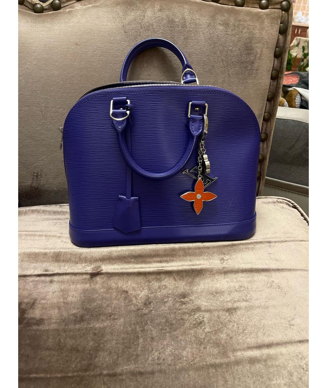 LOUIS VUITTON Фиолетовая кожаная сумка с короткими ручками, фото 6