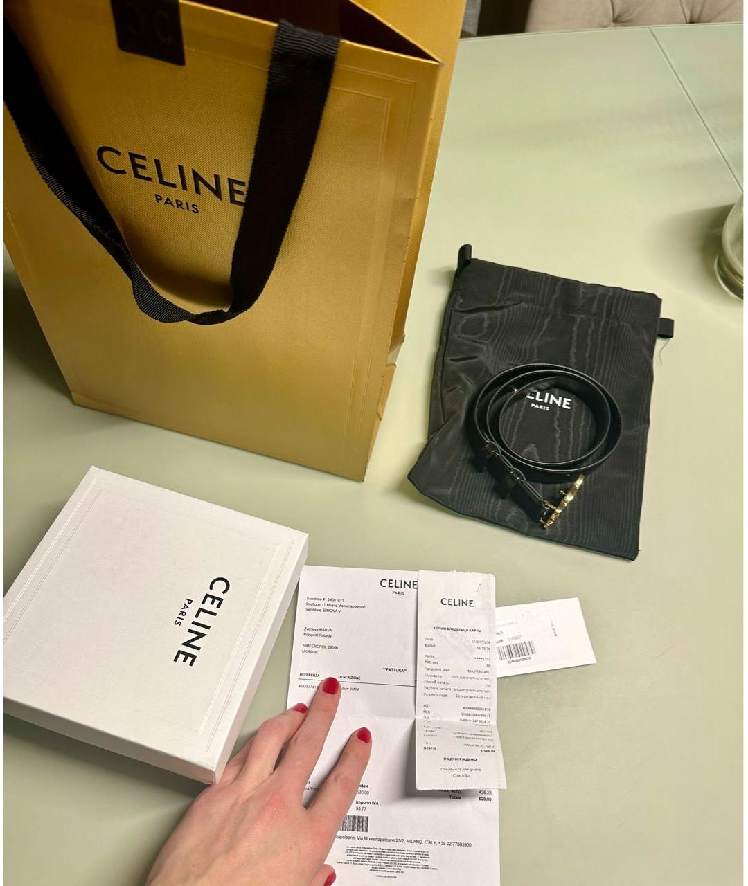 CELINE Черный кожаный ремень, фото 5